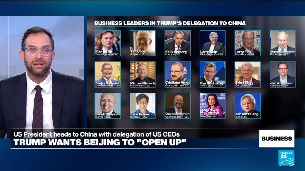 Trump heads to Beijing with delegation of US business leaders, hopes China will 'open up'