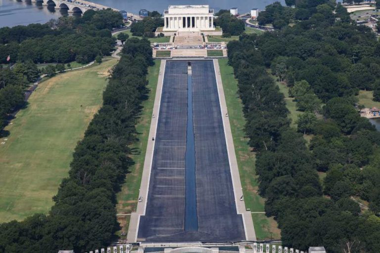 Work Continues On Restoration Of Lincoln Memorial Reflecting Pool
